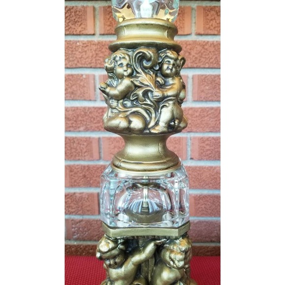 Hollywood Regency Style Cast Brass Putti Cherub Table/Buffet Lamp - Picture 4 of 6